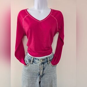 Joe Boxer Women's V-Neck Long Sleeve Top - Fuchsia